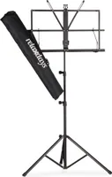 Relaxdays, Schwarz Notenständer mit Tasche, Notenpult, Orchesterpult, Notenablage, klappbar und leicht, 60-130 cm, Standard