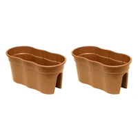 KHW Geländerblumenkasten Flowerclip XL aus hochwertigem Kunststoff - 2er Set; Stabil, wetter-/UV-beständig; Maße 57,5 x 27,7 x H 27 cm. Farbe:Terra.