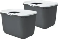 2er Sparpack Katzentoilette HOP IN Einstieg von oben grau