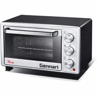 Sirge Mini-Ofen 16 Liter, kleiner Ofen, Pizzaofen, 100–230 °C, Timer 0–60 Minuten, Mini-Ofen mit Backblech, Grill, Krümelblech, schwarz mit grauer Vor