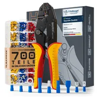 BAURIX® Crimpzange Kabelschuhe inkl. 700 Stück Set I Kabelschuhzange für 0,50-6,00 mm² Kabelhülsen I Kabelschuh Zange, Crimpzangen, Krimpzange