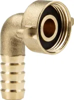 tecuro Schlauchverschraubung mit 1/2 Zoll ÜWM x 90° Tülle Ø 14,5 mm, Messing blank