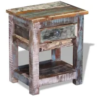 vidaXL Stolik boczny z 1 szufladą z litego drewna 43x33x51 cm