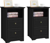Yaheetech 2er Set Nachtschrank Nachttisch Kommode Schrank Beistelltisch Sofatische für Schlafzimmer Wohnzimmer Flur 40 x 35 x 60 cm Holz Schwarz