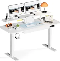 COMHOMA Biurko elektryczne z regulacją wysokości, 120x60cm elektryczne z szufladami, podstawką pod monitor, podstawką pod tablet i podkładką pod mysz