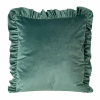 Obliečka na dekoračný vankúš s volánikmi 45 cm x 45 cm zelená