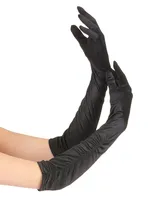 Damen Handschuhe lang Damenhandschuhe schwarz Fingerhandschuhe Kostüm Zubehör 