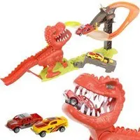 Jurassic World Rennbahn Set mit Auto und Dinosaurier Spielzeug