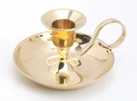 Kerzenleuchter, Handleuchter Klassik H 5 cm Messing Gold für Kerzen Ø 2 - 2,5 cm