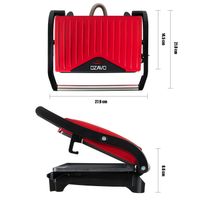 OZAVO Kontaktgrill OZ311, 750 W, Sandwichtoaster Panini Sandwich Maker Tischgrill Elektrogrill