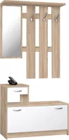 Garderobe Minigarderobe Garderobenprogramm Kompaktgarderobe Flurmöbel "Renton I" Sonoma-Eiche / Weiß