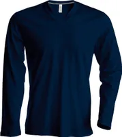 Pánske tričko Kariban Slim Fit s dlhým rukávom a výstrihom do V RW708 (Xlarge) (námornícka modrá)
