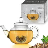 Creano Teekanne aus Glas 1,2l - Glasteekanne mit Glas-Sieb und Deckel - Ideal zur Zubereitung von losen Tees - tropffrei