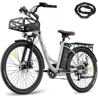 E-Bike 26 Zoll bis zu 160 - 200 km Wasserdicht IP54 City Elektrofahrrad 250 W Unisexfahrrad mit 7 Gang, Grau
