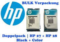 2er SET | original HP 27 Black + HP 28 Color | HP C8727AE + HP C8728AE | HP Doppelpack | BULK Verpackung | passend für Deskjet 2420 3325 PSC 1210 PSC 1110