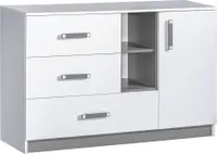 Furniture24 Kommode Sideboard TRAFIKO 07 mit 3 Schubladen und 1 Tür Weiß/Grau