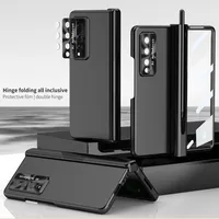 Pouzdro pro Samsung Galaxy Z Fold 4 5G, magnetický ochranou závěsu a držákem na pero, PC kryt s ochranou čočky a displeje Černý