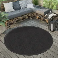 Outdoor Teppich rund wetterfest Garten & Terrasse flachgewebt Sisaloptik robust Grösse 160 cm Rund
