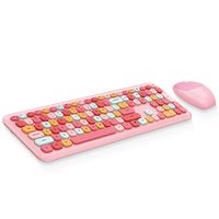 Mofii 666 Tastatur Maus Combo Wireless 2.4G Mixed Color 110 Tastatur Tastatur Maus Set mit runden Punk Keycaps fuer Girl Pink