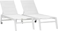 2er Set Sonnenliegen BARBADOS aus weißem Textilene - weißes Aluminium