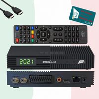 DIGIQuest Ti9 DVB-S2 Full HD Sat Receiver HEVC, TiVuSat  mit aktiviertert TiVuSat HD Karte + EasyMouse HDMI Kabel