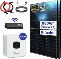 880W / 800W Solaranlage Bifazial Photovoltaik Komplettset mit Growatt MIC 800 TL-X WIFI Wechselrichter Smart Mini PV Anlage