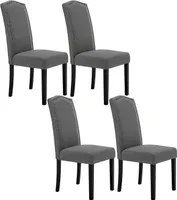 WOLTU 4er Set Esszimmerstühle mit Rückenlehne, gepolstert, Leinen, Dunkelgrau