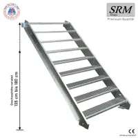 9 Stufen Stahltreppe Breite 100 cm Geschosshöhe 135-180cm inkl. Zubehör
