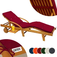 DETEX® Auflage Liege wetterfest UV-beständig Schlaufen Zugband 5cm Dicke Polster Gartenmöbel Sonnenliege Gartenliege 195x55x5cm Zierknöpfe Rot