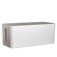Intirilife Kabelbox aus Kunststoff in Weiß - 32 x 13.6 x 12.7 cm - Kabelmanagement Box, Organizer zum Verstecken von Kabeln und Steckdosenleisten