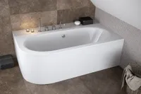 ECOLAM Badewanne Eckbadewanne Eckwanne Rechteck Wanne Acryl Avita für Zwei 170x75 RECHTS Schürze Füße Silikon Ablaufgarnitur GRATIS