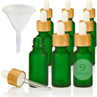 9 Pipettenflaschen 20ml grün matt mit Trichter hochwertige Dropper Flaschen leer Glasflaschen Tropfflasche mit Pipette für Parfüm E Liquid CBD DMSO ätherische Öle Aromatherapie Bachblüten