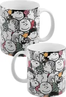 The Peanuts Tasse Snoopy - Allover - Kaffeetasse Becher Kaffeebecher aus Keramik Blau 320 ml