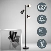 LED Design Stehleuchte Metall Deckenfluter Steh-Lampe Leuchte schwenkbar schwarz