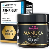 Manuka Honig | MGO 550+ | 250g | HALAL | Das ORIGINAL aus NEUSEELAND | Im Glas | 100% natürlich | PowerFabrik