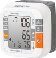 SENCOR SBD 1470 Digitálny tlakomer, pamäť pre 1 užívateľa, extra veľký LCD displej, rozsah krvného tlaku 0-300mmHg/srdečního pulzu 40-199BPM, indikácia arytmie