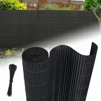 YUENFONG Privacy screen mat PVC plot 90x500cm s kabelovými vazbami Standardní zástěna pro soukromí Bambusový větrolam pro zahradní balkon a terasu - vnitřní W-konstrukce Zesílené lamely - antracitová barva