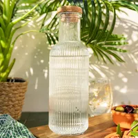 Karaffe Wasserspender NATIA geriffelt mit Korken 1 l HOMLA