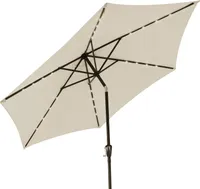 KINGSLEEVE® Sonnenschirm LED Beleuchtung UV Schutz 80+ Solar Schutzhülle 270cm Groß Kurbel Knickbar Balkon Terrasse Gartenschirm Marktschirm Beige