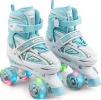 Apollo Super Quad X Pro | verstellbare Rollschuhe für Kinder | komfortable, größenverstellbare LED Roller Skates | Rollschuhe für Mädchen und Jungen | Größen 31 - 42 Größe L (39-42) - weiß/mint