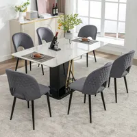 Flieks Esszimmerstühle 6er set, Essstühle Polsterstühle mit Metallbeinen, Küchenstühle mit Verstellbaren Füßen, Wohnzimmerstühle mit Samtbezug, Grau
