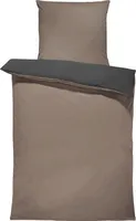 4 teilig Wendebettwäsche 135x200 cm taupe braun anthrazit Unifarben Mikrofaser