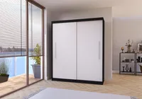 Schwebetürenschrank Kleiderschrank Schrank 204cm Schwarz/Weiß ohne Spiegel mit LED Beleuchtung Torino