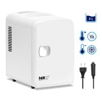 MSW Mini chladnička 12 V / 230 V - spotřebič 2 v 1 s funkcí udržování teploty - 4 l - bílá