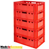 5 Stück E2 Fleischkisten Rot Kisten Eurobox Lebensmittelecht Metzgerkiste Box Aufbewahrungsbox Kunststoff Wanne Plastik Stapelbar Lagerkisten 60 x 40 Kingpower