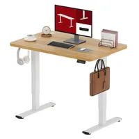 SANODESK Höhenverstellbarer Schreibtisch 120x60cm, Kindersicherung, Memory-Funktion, LED-Display, 60 kg Tragkraft, 2 Haken, einfache Montage (Ahorn)