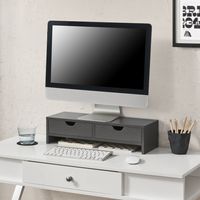 Monitorständer Mänttä mit 2 Schubladen Monitorerhöhung 50x18x13cm Bildschirmerhöhung für Laptop Computer Notebook Dunkelgrau