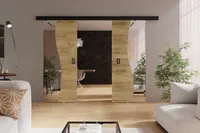 Posuvné dvere so zrkadlom 150 cm Kaja Duo - dizajnové posuvné dvere, obývacia izba, izbové dvere, systém posuvných dverí (dub Craft)