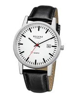 Regent F1027 Herren-Armbanduhr, Edelstahl-Gehäuse, Leder-Armband