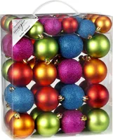 Weihnachtskugeln Mix Kunststoff, 50er Set, Farbe:Mille-Fiori ( bunt )